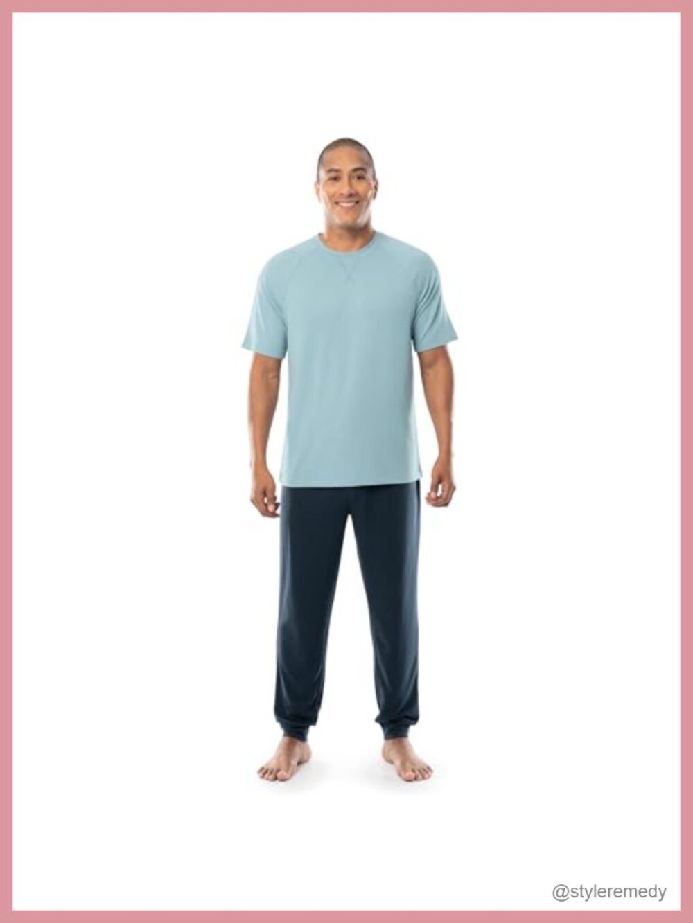 Men's French Terry Raglan V-Stitch Top & Jogger Sleep Pajama Set